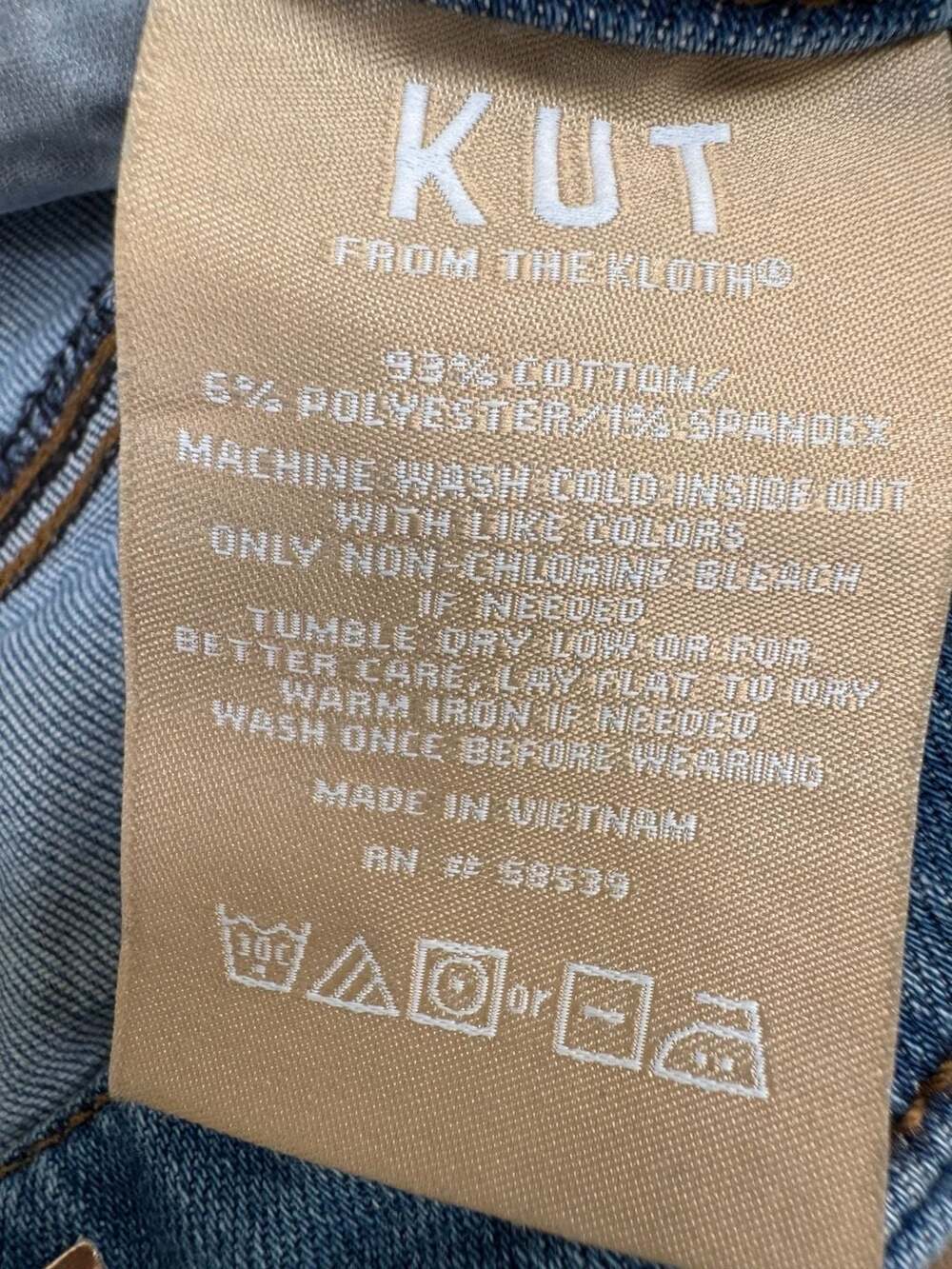 KUT from the Kloth Meg Fab Ab High Rise Wide Leg Raw Hem Jeans Size 0 Blue - Picture 7 of 15